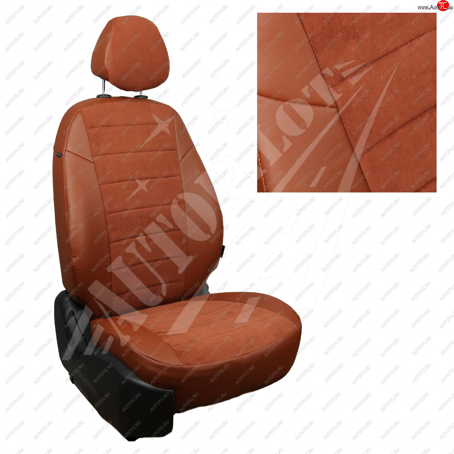 13 449 р. Чехлы сидений AUTOPILOT Алькантара (Sport/Titanium, Задняя спинка и сиденье 40/60)  Ford Focus  3 (2010-2019) (Коричневый + Коричневый)  с доставкой в г. Калуга