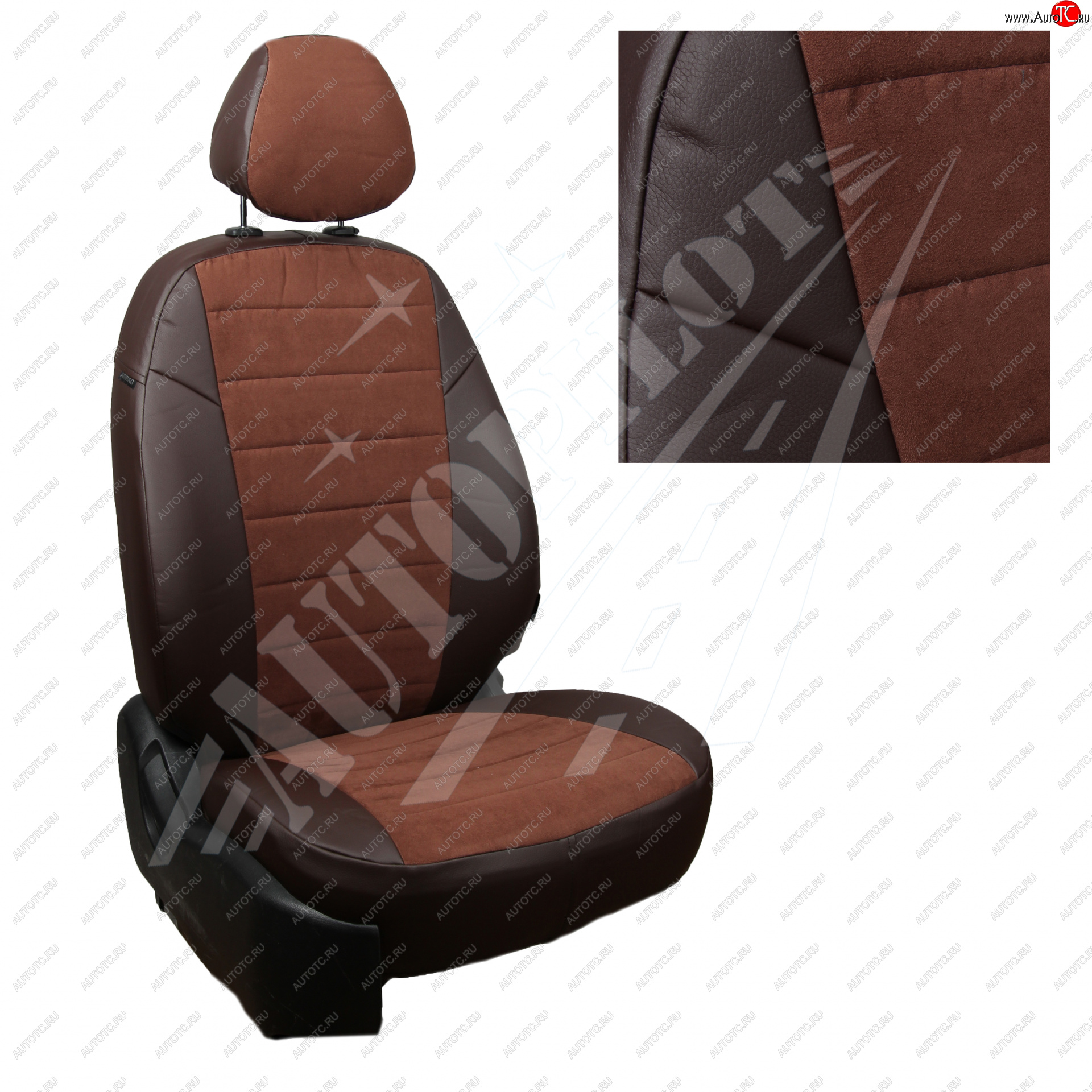 13 449 р. Чехлы сидений AUTOPILOT Алькантара (AmbienteTrend, задние спинка и сиденье 60/40)  Ford Focus  3 (2010-2019) (Шоколад + Шоколад)  с доставкой в г. Калуга