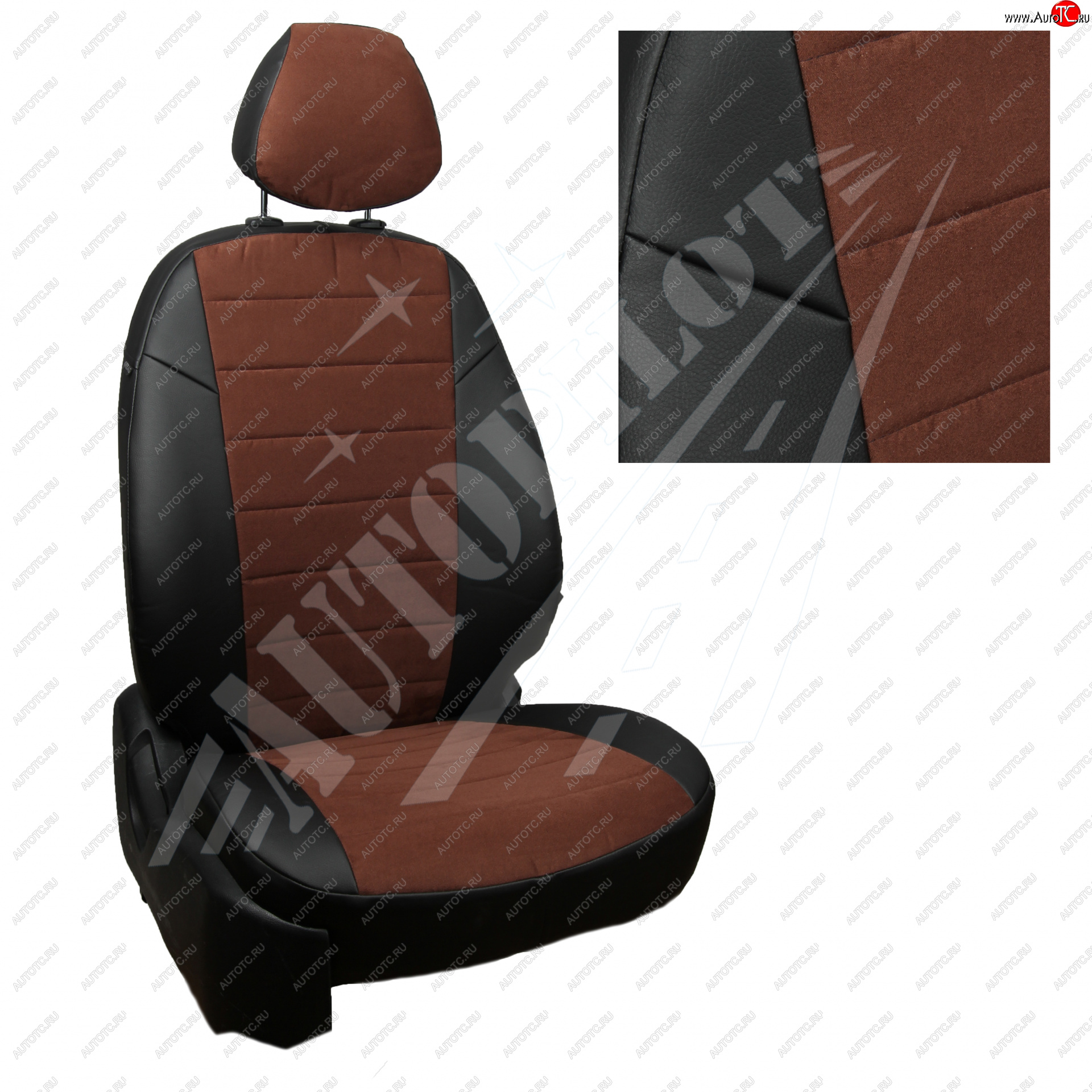 13 449 р. Чехлы сидений AUTOPILOT Алькантара (AmbienteTrend, задние спинка и сиденье 60/40)  Ford Focus  3 (2010-2019) (Черный + Шоколад)  с доставкой в г. Калуга