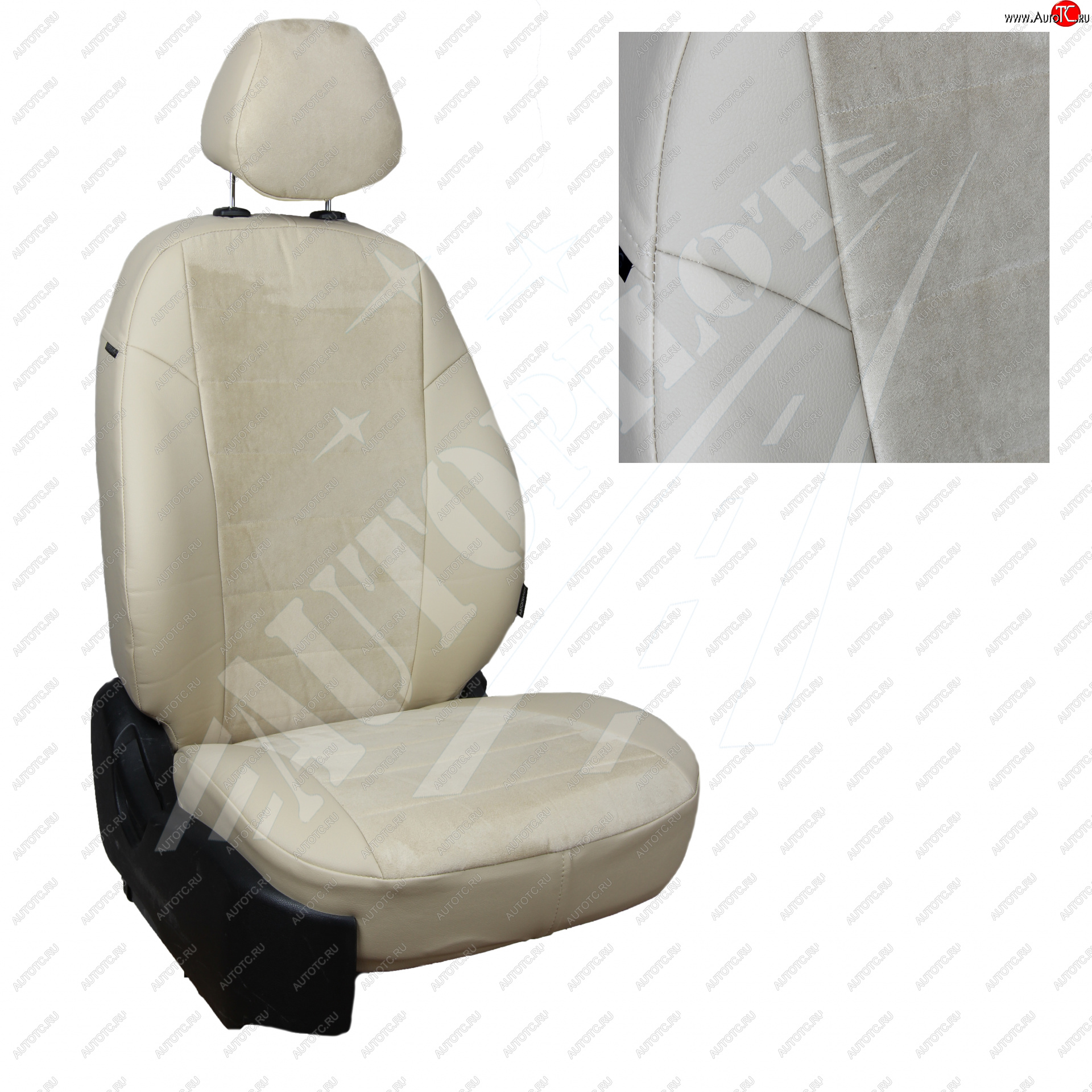 13 449 р. Чехлы сидений AUTOPILOT Алькантара (AmbienteTrend, задние спинка и сиденье 60/40)  Ford Focus  3 (2010-2019) (Бежевый + Бежевый)  с доставкой в г. Калуга