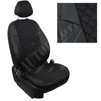 7 799 р. Чехлы сидений AUTOPILOT Алькантара Ромб (AmbienteTrend, задние спинка и сиденье 60/40)  Ford Focus  3 (2010-2019) (Черный + Черный)  с доставкой в г. Калуга. Увеличить фотографию 1
