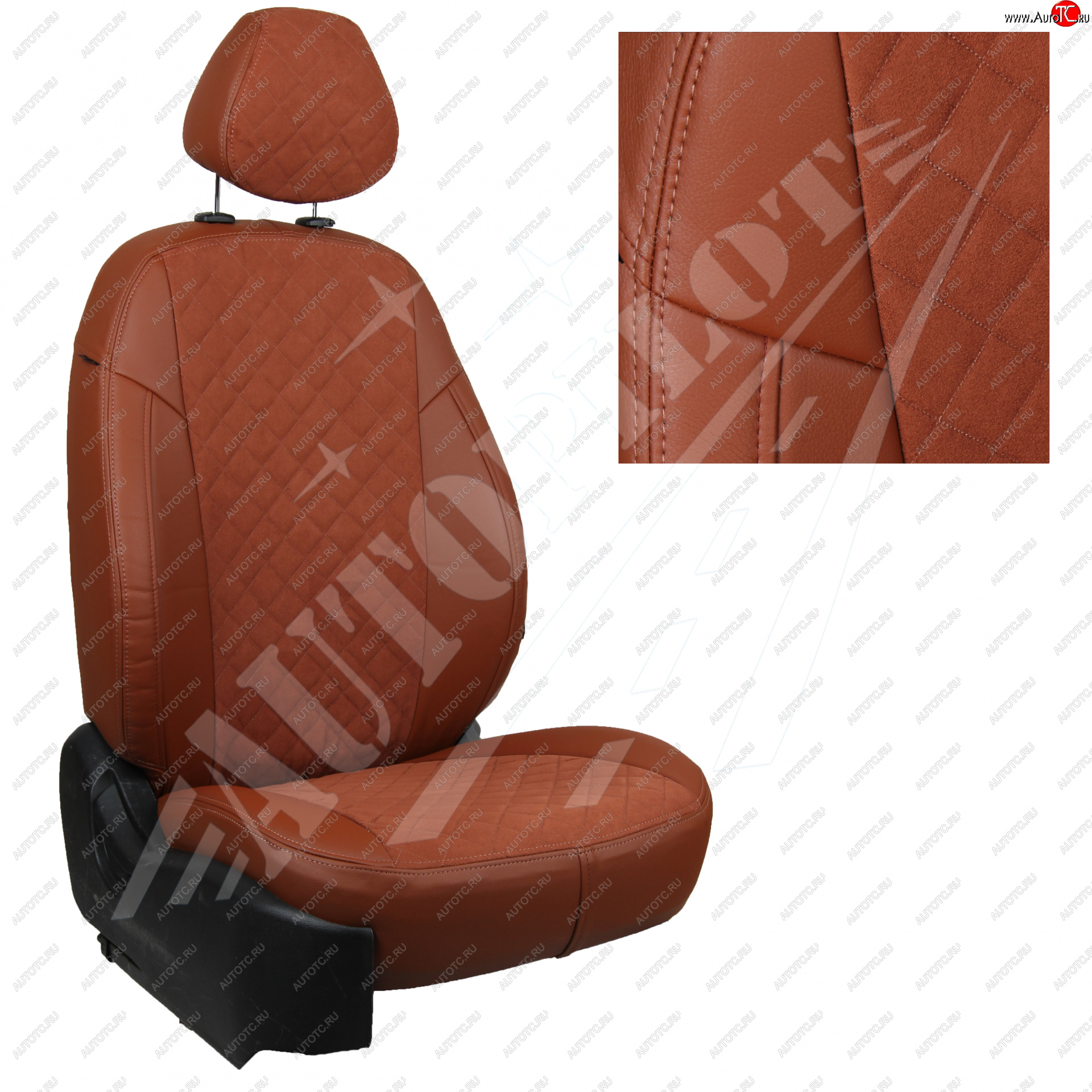 7 599 р. Чехлы сидений AUTOPILOT Алькантара Ромб (AmbienteTrend, задние спинка и сиденье 60/40)  Ford Focus  3 (2010-2019) (Коричневый + Коричневый)  с доставкой в г. Калуга
