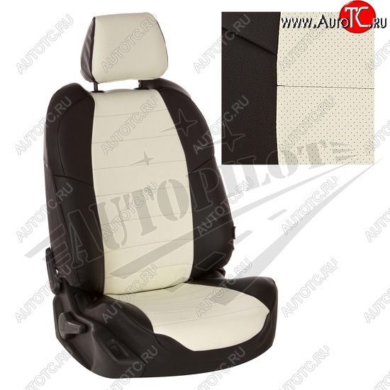 7 499 р. Чехлы сидений AUTOPILOT Экокожа (AmbienteTrend, задние спинка и сиденье 60/40)  Ford Focus  3 (2010-2019) (Черный + Белый)  с доставкой в г. Калуга