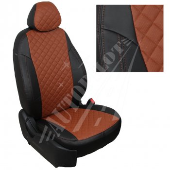 7 599 р. Чехлы сидений AUTOPILOT Экокожа Ромб (AmbienteTrend, задние спинка и сиденье 60/40)  Ford Focus  3 (2010-2019) (Черный + Коричневый)  с доставкой в г. Калуга. Увеличить фотографию 1