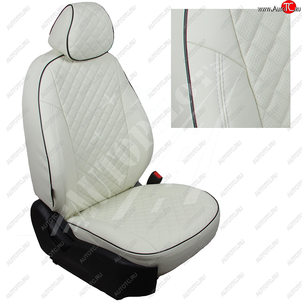 7 599 р. Чехлы сидений AUTOPILOT Экокожа Ромб (AmbienteTrend, задние спинка и сиденье 60/40)  Ford Focus  3 (2010-2019) (Белый + Белый)  с доставкой в г. Калуга