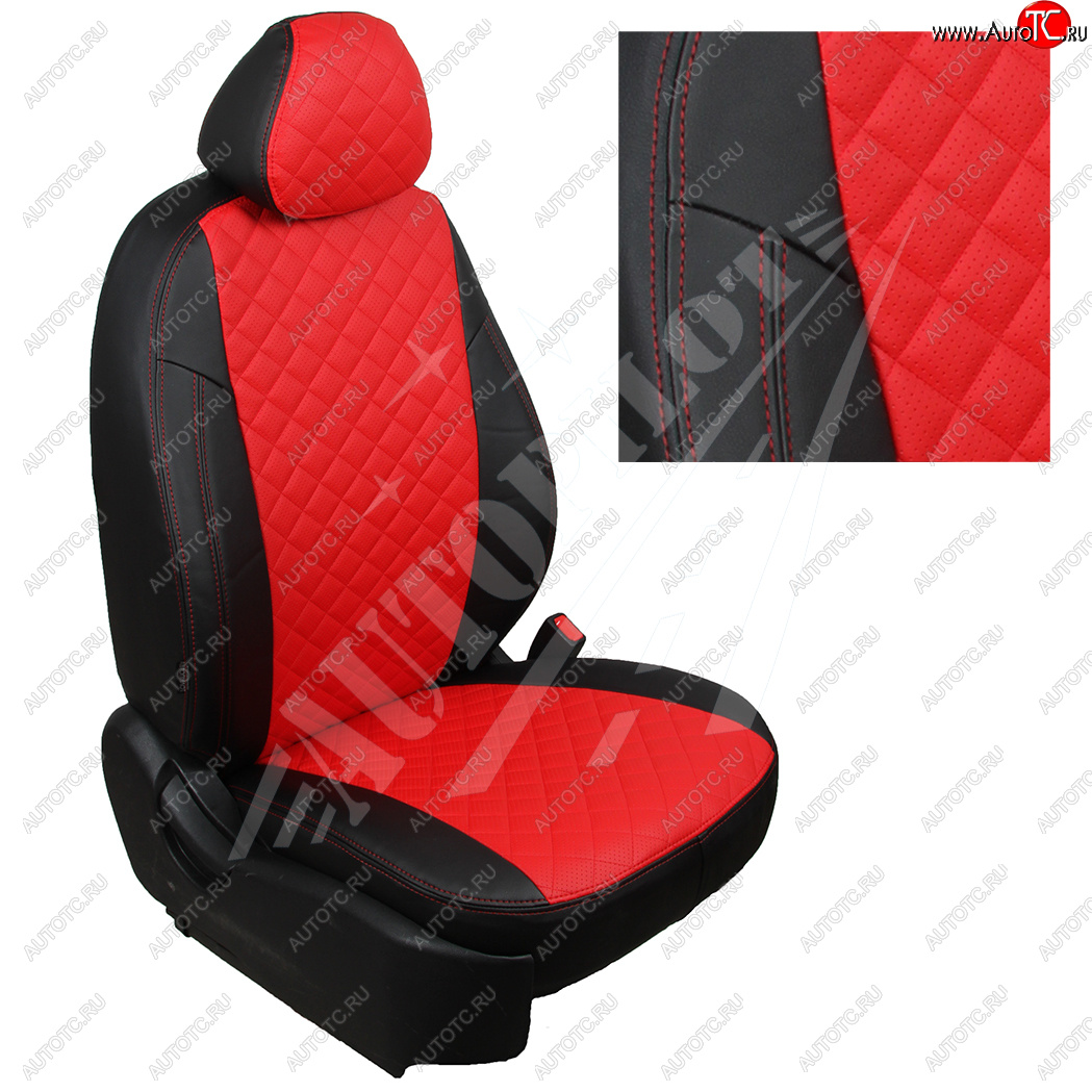 13 449 р. Чехлы сидений AUTOPILOT Экокожа Ромб (AmbienteTrend, задние спинка и сиденье 60/40)  Ford Focus  3 (2010-2019) (Черный + Красный)  с доставкой в г. Калуга