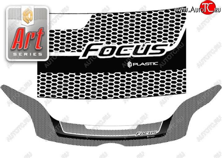 2 499 р. Дефлектор капота CA-Plastiс  Ford Focus  3 (2010-2015) (Серия Art графит)  с доставкой в г. Калуга