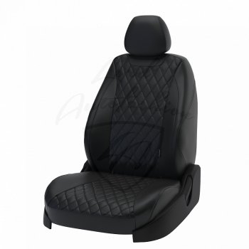 13 649 р. Чехлы для сидений Lord Autofashion Байрон (экокожа)  Ford Focus  3 (2010-2019) (Чёрный, вставка чёрная, строчка чёрная)  с доставкой в г. Калуга. Увеличить фотографию 1