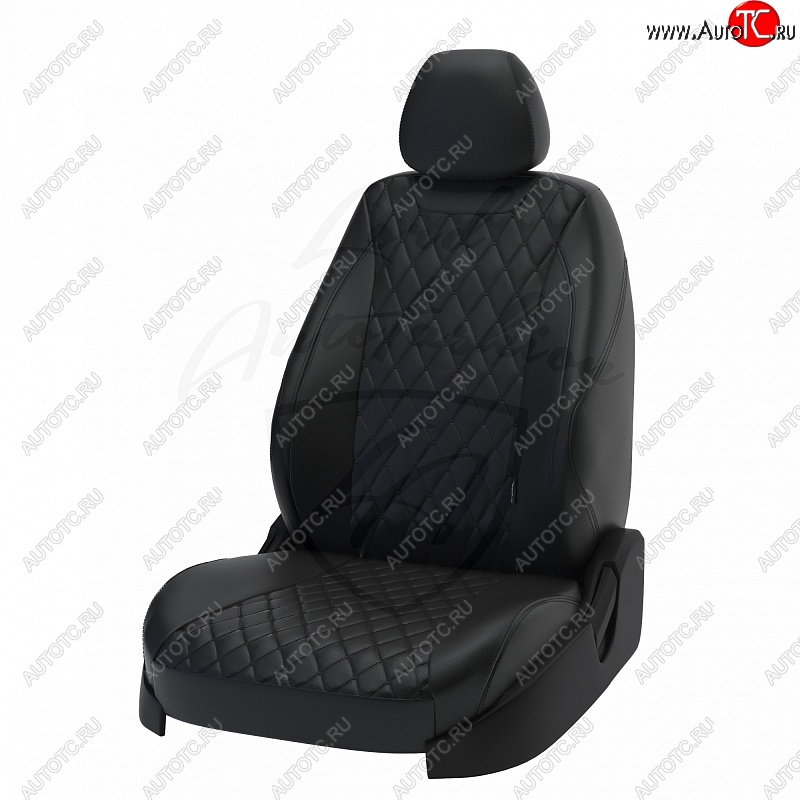 13 649 р. Чехлы для сидений Lord Autofashion Байрон (экокожа)  Ford Focus  3 (2010-2019) (Чёрный, вставка чёрная, строчка чёрная)  с доставкой в г. Калуга