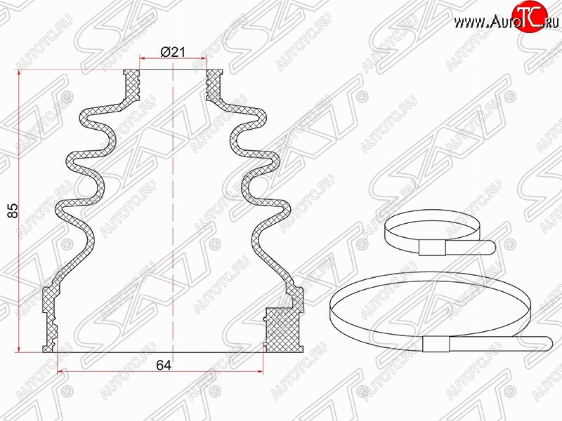 429 р. Пыльник ШРУСа SAT (1.8/2.0, 2 хомута, резина) Ford Focus 3 хэтчбэк дорестайлинг (2010-2015)  с доставкой в г. Калуга