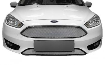 1 479 р. Защитная сетка радиатора Russtal  Ford Focus  3 (2014-2019) (Верхняя чёрная)  с доставкой в г. Калуга. Увеличить фотографию 1