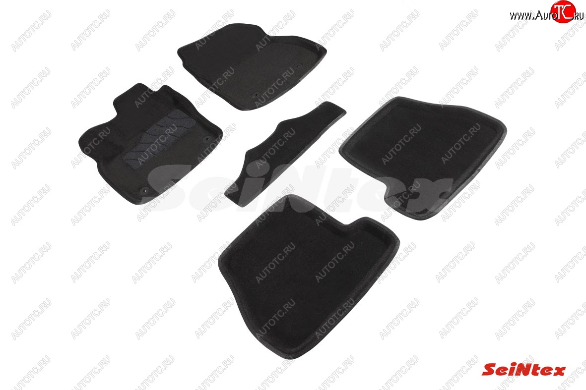 4 799 р. Комплект 3D ковриков в салон (ворсовые / чёрные) (МКПП) Seintex  Ford Focus  3 (2014-2019)  с доставкой в г. Калуга