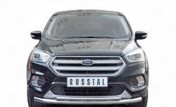 Защита переднего бампера (2 трубыØ63 и 42 мм, нержавейка) Russtal Ford Kuga 2 рестайлинг (2016-2019)