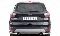 Защита заднего бампера (Ø63 мм уголки, нержавейка) Russtal Ford Kuga 2 рестайлинг (2016-2019)