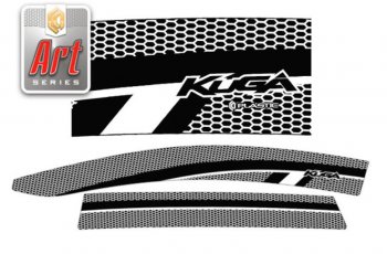 2 399 р. Дефлектора окон CA-Plastic  Ford Kuga  1 (2008-2013) (Серия Art черная, Без хром.молдинга)  с доставкой в г. Калуга. Увеличить фотографию 1
