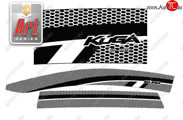 2 399 р. Дефлектора окон CA-Plastic  Ford Kuga  1 (2008-2013) (Серия Art черная, Без хром.молдинга)  с доставкой в г. Калуга
