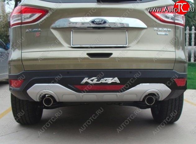 6 949 р. Накладка на задний бампер CT Ford Kuga 2 дорестайлинг (2013-2016) (Неокрашенная)  с доставкой в г. Калуга