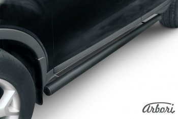 Защита штатных порогов Arbori (черная, d76 mm). Ford Kuga 1 (2008-2013)