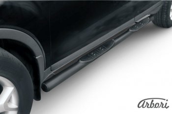 Защита штатных порогов Arbori (с проступью, черная, d76 mm). Ford Kuga 1 (2008-2013)