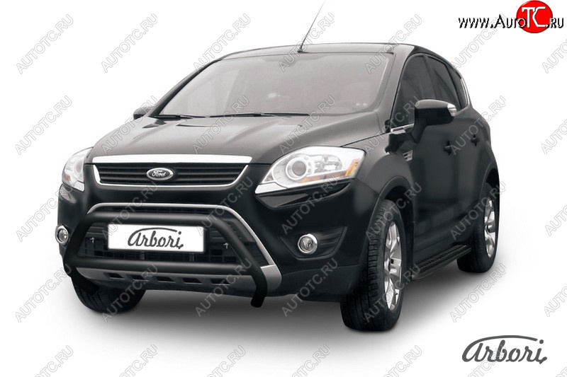 12 788 р. Защита переднего бампера Arbori (низкая с 1 перемычкой, черная, d57 mm) Ford Kuga 1 (2008-2013)  с доставкой в г. Калуга