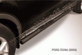 9 749 р. Защита порогов d76 Slitkoff (труба, с поступями)  Ford Kuga  1 (2008-2013) (Цвет: серебристый)  с доставкой в г. Калуга. Увеличить фотографию 1