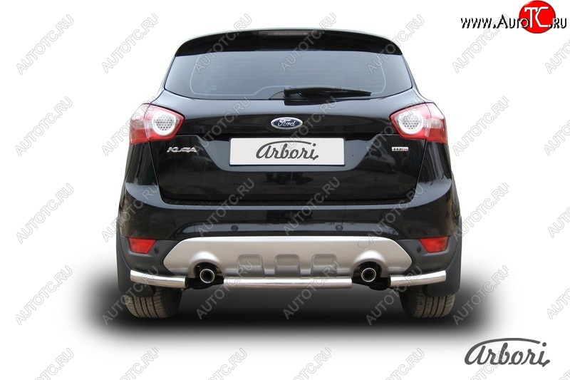 6 389 р. Защита заднего бампера Arbori (нержавейка, 1 труба d57 mm). Ford Kuga 1 (2008-2013)  с доставкой в г. Калуга