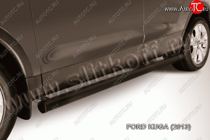 8 349 р. Защита порогов d76 труба Slitkoff Ford Kuga 2 дорестайлинг (2013-2016) (Цвет: серебристый)  с доставкой в г. Калуга