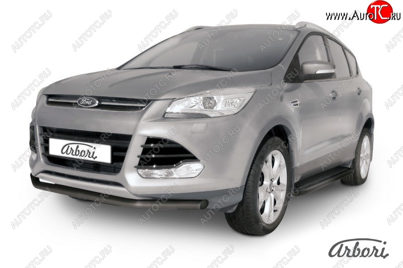 7 019 р. Защита переднего бампера Arbori (черная, 1 труба d57 mm). Ford Kuga 2 дорестайлинг (2013-2016)  с доставкой в г. Калуга