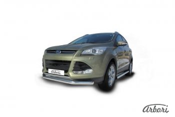 13 319 р. Защита переднего бампера Arbori (нержавейка, 1 труба d76 mm) Ford Kuga 2 дорестайлинг (2013-2016)  с доставкой в г. Калуга. Увеличить фотографию 2