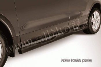 9 749 р. Защита порогов из трубы d76 Slitkoff (с проступью)  Ford Kuga  2 (2013-2016) (Цвет: серебристый)  с доставкой в г. Калуга. Увеличить фотографию 1