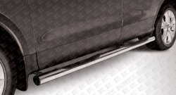 13 949 р. Защита порогов из трубы d76 мм с пластиковыми вставками для ног Slitkoff  Ford Kuga  2 (2013-2016) (Нержавейка, Полированная)  с доставкой в г. Калуга. Увеличить фотографию 1