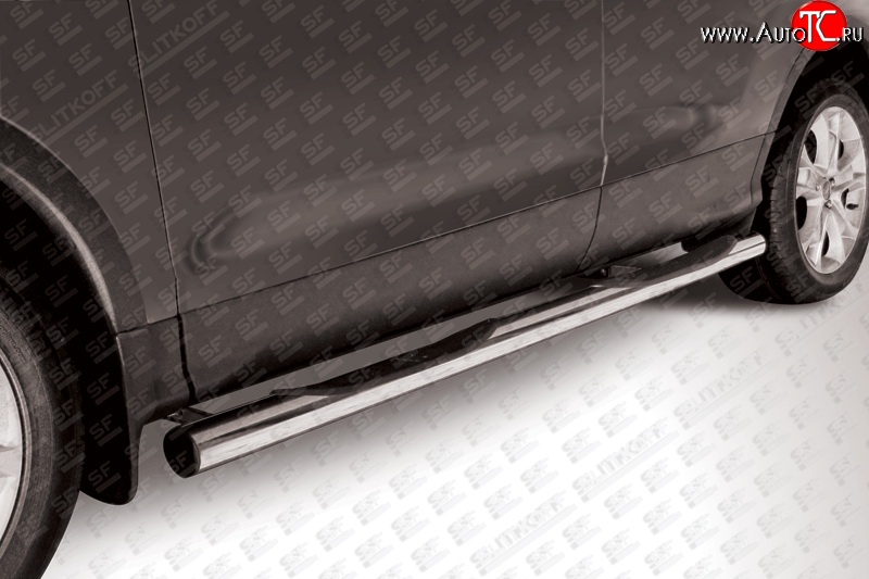 13 949 р. Защита порогов из трубы d76 мм с пластиковыми вставками для ног Slitkoff  Ford Kuga  2 (2013-2016) (Нержавейка, Полированная)  с доставкой в г. Калуга