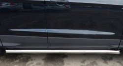 13 849 р. Защита порогов из круглой трубы диаметром 63 мм Russtal  Ford Kuga  2 (2013-2016) (Защита порогов с со скосами на торцах (вариант 1))  с доставкой в г. Калуга. Увеличить фотографию 1
