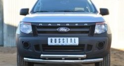 25 799 р. Защита переднего бампера (2 трубыØ76 и 63 мм, нержавейка) Russtal  Ford Ranger ( DoubleCab,  RapCab) (2011-2016)  с доставкой в г. Калуга. Увеличить фотографию 1