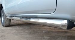 19 799 р. Защита порогов с пластиковыми вставками для ног из круглой трубы диаметром 76 мм Russtal Ford Ranger DoubleCab дорестайлинг (2011-2016) (Защита порогов с со скосами на торцах (вариант 1))  с доставкой в г. Калуга. Увеличить фотографию 3