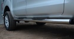 19 799 р. Защита порогов с пластиковыми вставками для ног из круглой трубы диаметром 76 мм Russtal  Ford Ranger  DoubleCab (2011-2016) (Защита порогов с со скосами на торцах (вариант 1))  с доставкой в г. Калуга. Увеличить фотографию 7