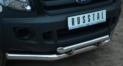 23 449 р. Защита переднего бампера (2 трубыØ76 и 63 мм с декор. элементами, нержавейка) Russtal  Ford Ranger ( DoubleCab,  RapCab) (2011-2016)  с доставкой в г. Калуга. Увеличить фотографию 3