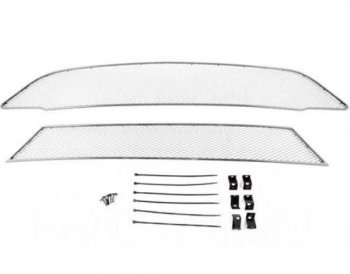 3 099 р. Сетка в воздухозаборник бампера Arbori (15 мм, без парктроника) Ford Tourneo Custom дорестайлинг (2012-2018) (Хром)  с доставкой в г. Калуга. Увеличить фотографию 1