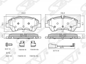 1 379 р. Колодки тормозные SAT (задние) Ford Transit Custom дорестайлинг (2012-2018)  с доставкой в г. Калуга. Увеличить фотографию 1