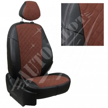 8 699 р. Чехлы сидений AUTOPILOT Алькантара Ромб (3 места)  Ford Transit  4 (2014-2024) (Черный + Шоколад)  с доставкой в г. Калуга. Увеличить фотографию 1
