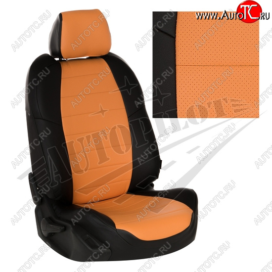 8 299 р. Чехлы сидений AUTOPILOT Экокожа (3 места)  Ford Transit  4 (2014-2024) (Черный + Оранжевый)  с доставкой в г. Калуга