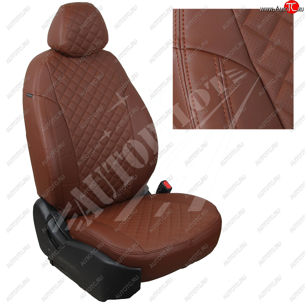 4 699 р. Чехлы сидений AUTOPILOT Экокожа Ромб (3 места)  Ford Transit  4 (2014-2024) (Темно коричневый + Темно коричневый)  с доставкой в г. Калуга