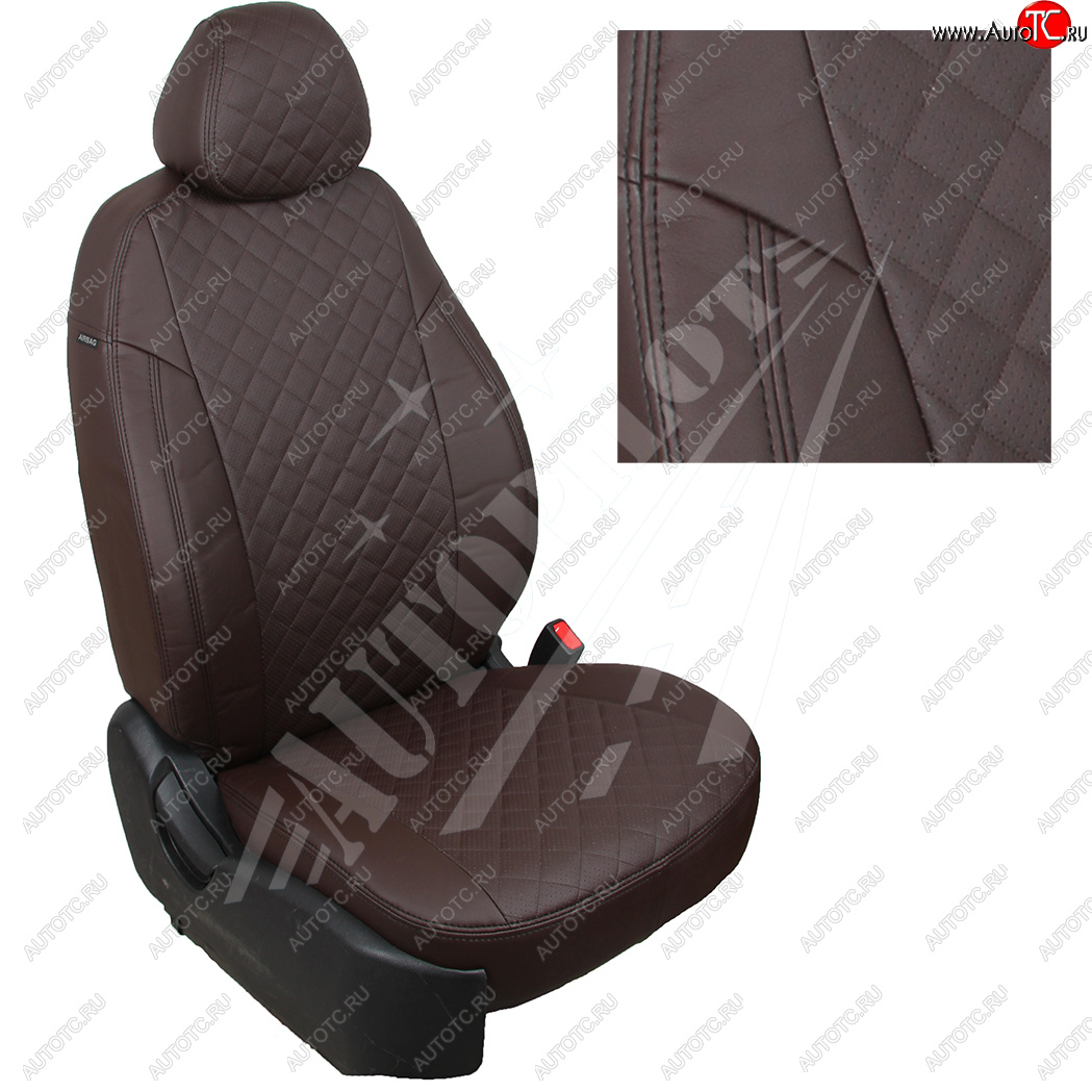 8 699 р. Чехлы сидений AUTOPILOT Экокожа Ромб (3 места)  Ford Transit  4 (2014-2024) (Шоколад + Шоколад)  с доставкой в г. Калуга