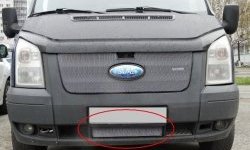 Нижняя защитная сетка на бампер (рестайлинг) Russtal (хром) Ford Transit 3  рестайлинг (2006-2014)