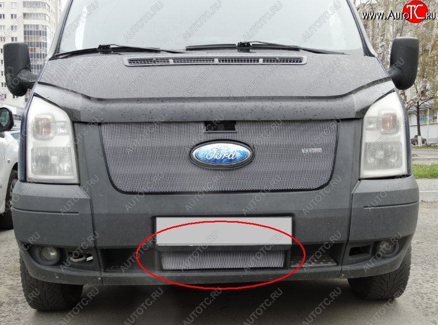 1 539 р. Нижняя защитная сетка на бампер (рестайлинг) Russtal (хром)  Ford Transit  3 (2006-2014)  с доставкой в г. Калуга