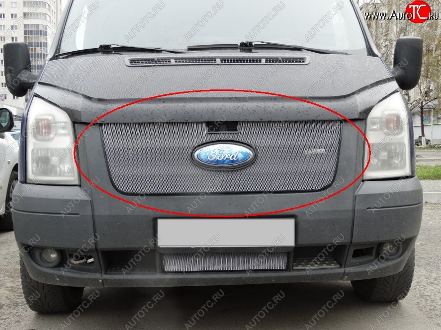 1 879 р. Сетка в решетку радиатора Russtal  Ford Transit  3 (2006-2014) (хром)  с доставкой в г. Калуга