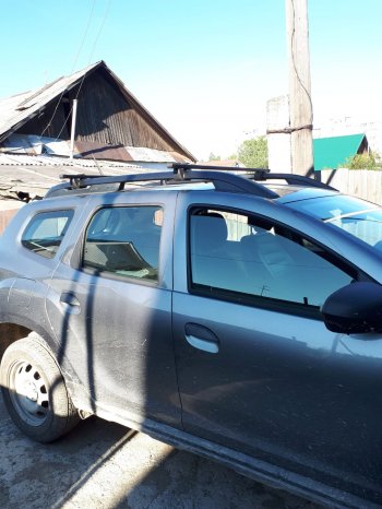 3 098 р. Комплект поперечин с крепежом для рейлингов INTER  Nissan Terrano  D10 (2013-2022), Renault Duster  HS (2010-2021) (Чёрные квадратные стальные, 1200 мм)  с доставкой в г. Калуга. Увеличить фотографию 7