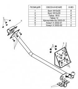 3 499 р. Фаркоп Лидер Плюс ГАЗ ГАЗель 3302 дорестайлинг шасси (1994-2002) (Без электропакета)  с доставкой в г. Калуга. Увеличить фотографию 2