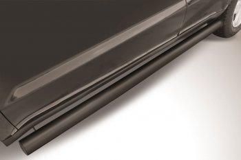 9 799 р. Защита порогов Slitkoff (d76 мм)  Geely Emgrand X7 (2011-2015) (Сталь с полимерным покрытием. Цвет: чёрный)  с доставкой в г. Калуга. Увеличить фотографию 1