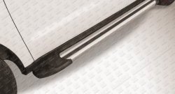 10 699 р. Алюминиевые пороги Slitkoff Luxe Silver Geely Emgrand X7 дорестайлинг (2011-2015)  с доставкой в г. Калуга. Увеличить фотографию 1